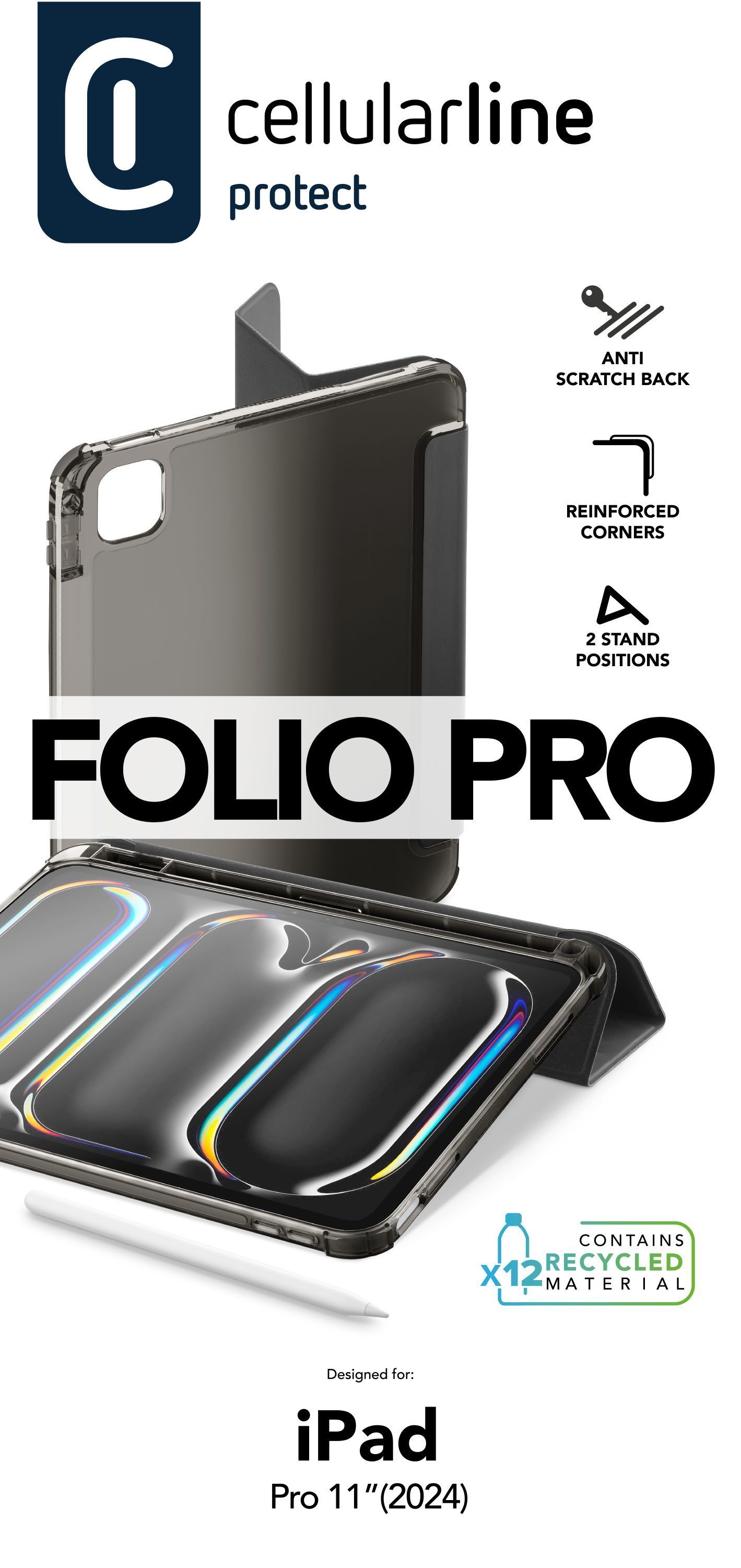 Cellularline Folio Case for iPad Pro 11" - Black