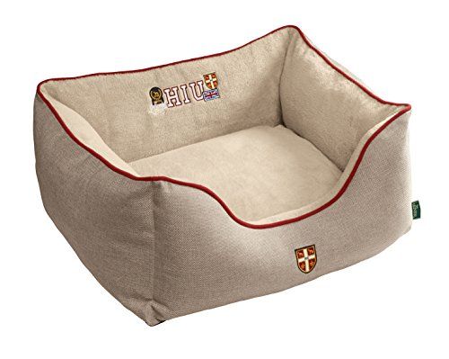 Hunter Universtity Hondenbank, college-stijl, omkeerbaar kussen, pluche bekleding, 80 x 60 cm, beige