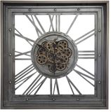 JJA Wandklok met zichtbaar en bewegend raderwerk - Industrieel look - Hoogwaardig metaal en glas - 80cm x 80cm x 11cm