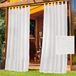 Eco Botanicals Rideaux d'extérieur - Lot de 2 - Rideaux de tonnelle - Imperméable - Rideaux occultants - Fermeture velcro - Lin - 132 x 274 cm - Blanc