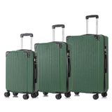 YONSLY Ensemble de valises, valises à roulettes, bagages à main, ensemble de valises, avec 4 roulettes 360°, coque rigide, serrure à combinaison, poignée souple en caoutchouc (ensemble de 3, M, L et XL, vert foncé)