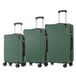 YONSLY Ensemble de valises, valises à roulettes, bagages à main, ensemble de valises, avec 4 roulettes 360°, coque rigide, serrure à combinaison, poignée souple en caoutchouc (ensemble de 3, M, L et XL, vert foncé)