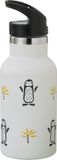 Fresk Thermosfles 350 ml - RVS Waterfles – Lekvrije Drinkfles voor Kinderen – Koude en Warme Dranken – BPA-vrij – Onbreekbaar – 2 Doppen – Thermosbeker – Drinkbeker Unisex - Mosterd - Pinguin
