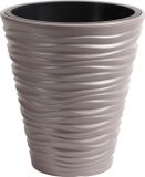 Prosperplast Plantenpot/bloempot Sand Dunes - buiten/binnen - kunststof - beige - D35 x H38 cm - met binnenpot