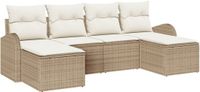 vidaXL Bankstel Beige en Wit Polyrattan