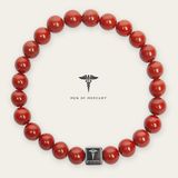 MEN OF MERCURY® Red Jasper Armband Heren - 8mm Natuursteen Kralenarmband - Rood - Elastisch - 21 cm