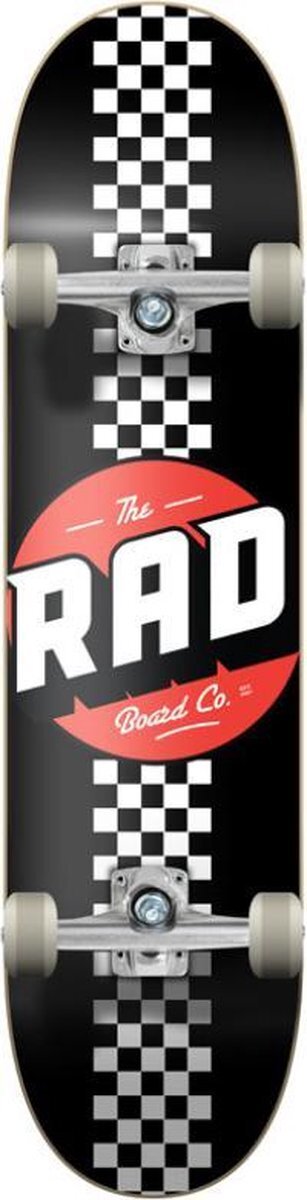 Rad Unisex – Checker Stripe skateboard voor volwassenen, zwart, 8"