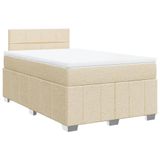 vidaXL Boxspringbed met matras, stof, crèmekleurig, 120x190 cm