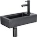 QeramiQ Fuente fonteinset – 37.5x18.5x9 cm – keramiek zwart mat – kraangat rechts – mat zwarte kraan