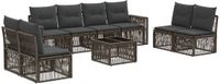 vidaXL Tuinbank - Set - 6 zitplekken - Grijs en Donkergrijs - Polyrattan