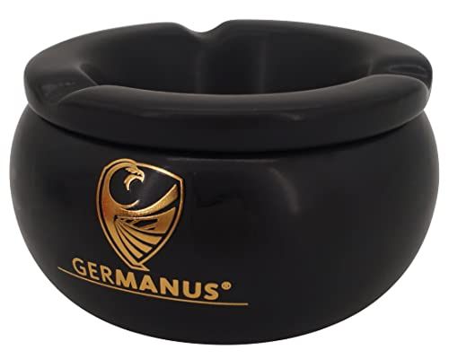 GERMANUS Asbak voor sigaretten of sigaren, rond 11 cm, in zwart