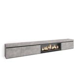 Skraut Home TV-Meubel, Lowboard, Woonkamer, Eetkamer, 317x45x35 cm, Elektrische haard XXL, Moderne stijl, Cement