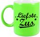 Bellatio Decorations Liefste zus tekst mok - neon groen - familie cadeau mok / beker - 330 ml - verjaardag / bedankt cadeau