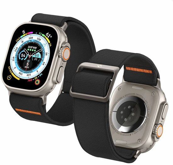 Spigen Fit Lite - Ultra Apple Watch Bandje - 42MM/44MM/45MM/49MM - Zwart