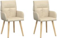 vidaXL Eetstoelen 2 stuks Stof Crèmekleurig 60 x 56 x 93 cm