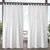 EXCLUSIVE HOME Cabana Solid Indoor/Outdoor Licht Filtering Haak En Lus Tab Top Gordijnpaneel Paar, 54"x84", Winter Wit