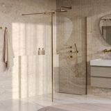 Brauer Oblivion - Inloopdouche - Helder Glas - 130 x 200 cm - met Zijwand 40 cm - incl. Glascoating - PVD Goud Geborsteld
