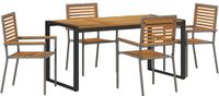 vidaXL Tuin Eettafel Set 5-delig Grijs en Bruin Poly Rattan