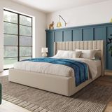 Merkloos / Sans marque Wan GmbH Gestoffeerd Bed 140 x 200 cm met Opbergruimte en Lattenbodem