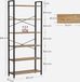 Merkloos Boekenkast 6 niveaus vrijstaand stalen frame stellingkast voor woonkamer slaapkamer studeerkamer 30x80x186cm industrieel ontwerp donker walnoot-zwart