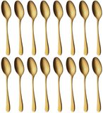 Ibenzoa® Set de 16 cuillères de table en acier inoxydable avec accent doré