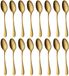 Ibenzoa® Set de 16 cuillères de table en acier inoxydable avec accent doré