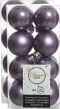 Decoris kleine kerstballen - 32x st - lila paars - 4 cm - kunststof