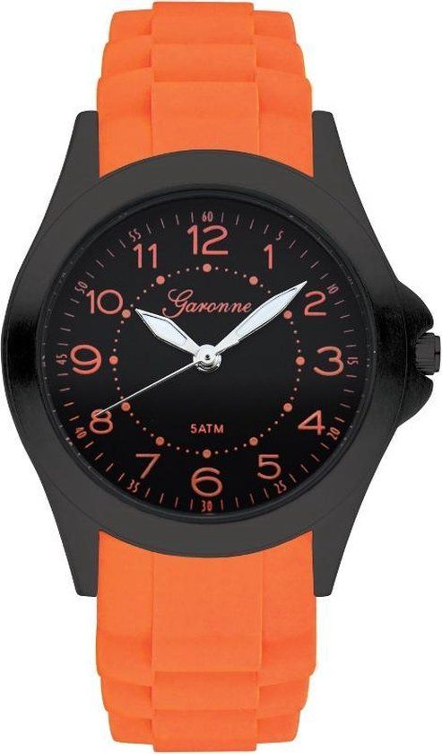 Garonne Kids Horloge KQ26Q466 - Unisex Polshorloge - Zwart/Oranje - Mineraalglas - 5 ATM