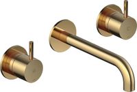 Hotbath Wastafelmengkraan Cobber Inbouw 2-hendel Gebogen 18 cm Gepolijst Messing