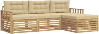 vidaXL - Extérieur - canapé - set - 4 - pce - Blanc - et - Beige - Polyester