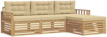 vidaXL - Extérieur - canapé - set - 4 - pce - Blanc - et - Beige - Polyester