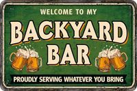 waakbord Backyard Bar waakbord - Decoratief metalen bord voor bar, tuin of terras - A4 formaat - 21 x 29,7 cm