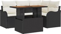 vidaXL - Tuinbank - Set - 5 - st - Zwart - Poly - rattan