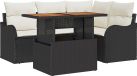 vidaXL - Tuinbank - Set - 5 - st - Zwart - Poly - rattan