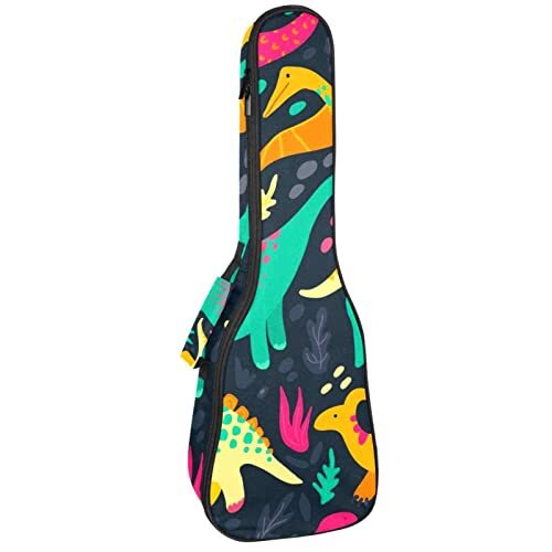 Mersov Concert Ukelele Rugzak, Heavy Duty Ukulele Case Bag met Opslag, Sopraan Concert Tenor Ukelele 10MM Gewatteerde BagBlack SheepsDinosaurus Donkere Kleur