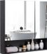 Merkloos Armoire murale de salle de bain avec rangement de bijoux et étagère réglable - Noir - 62x14x65 cm