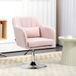 Fauteuil pivotant 360° à hauteur réglable, coussin lombaire intégré, piètement métal rose, assise moelleuse pour salon, dossier inclinable, usage quotidien, confort optimal.