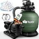 tillvex Filtre à sable pour piscine avec minuterie 10 m³/h incl. 800g balles filtrantes Vert | Système de filtration 7 voies & adaptateur 2 en 1 Ø32mm - 38mm | Filtre de piscine avec manomètre | Filtre à sable pour piscine