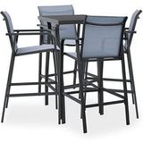 vidaXL Ensemble de Bar de Jardin 5 pcs Table et Chaises de Patio Salon de Jardin Mobilier de Terrasse Ensemble de Meubles d'Extérieur Noir et Gris