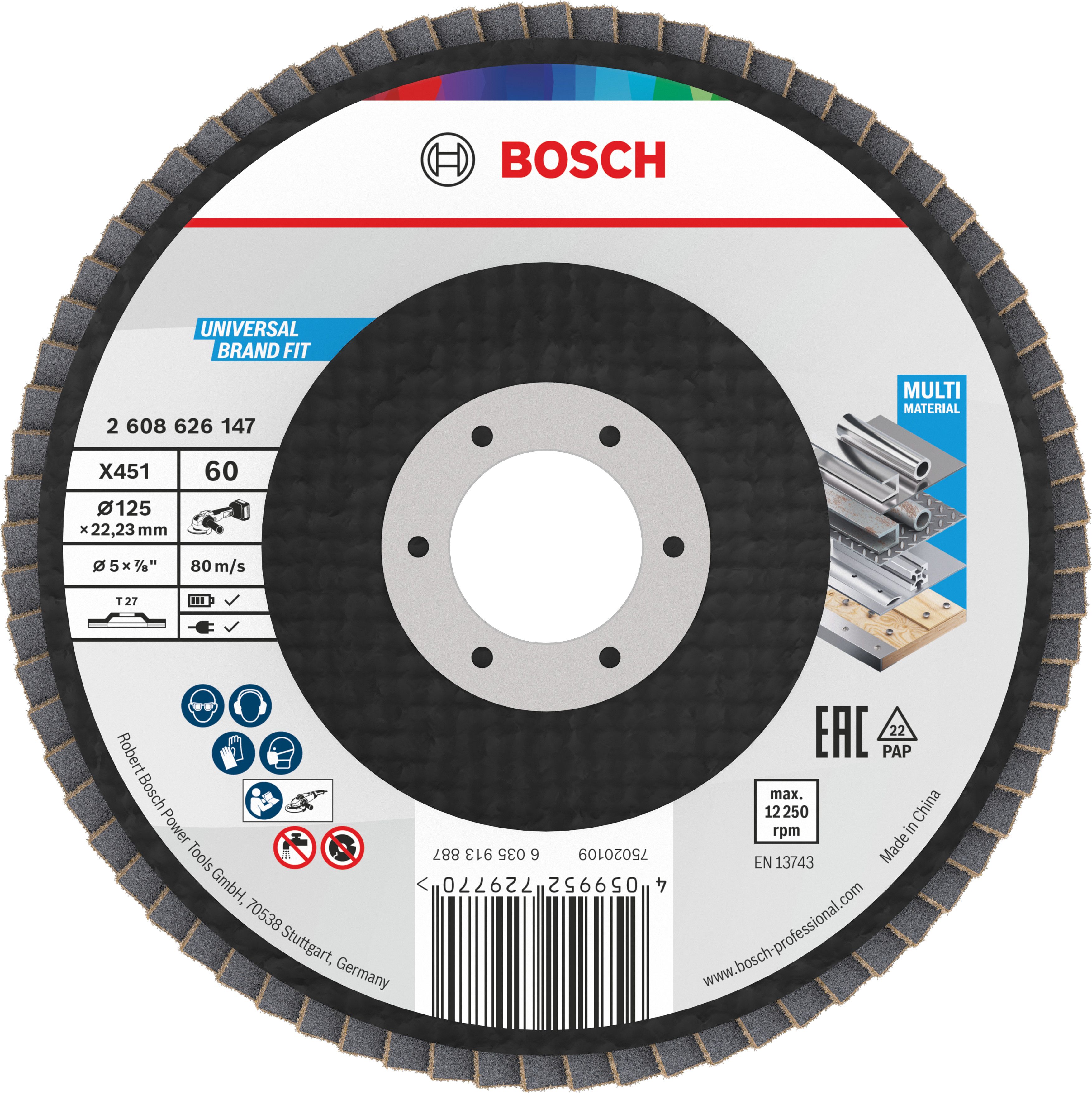 Bosch Accessoires X451 Lamellenschuurschijf | 125 x 22,23 mm | G60 | T27 - 2608626147