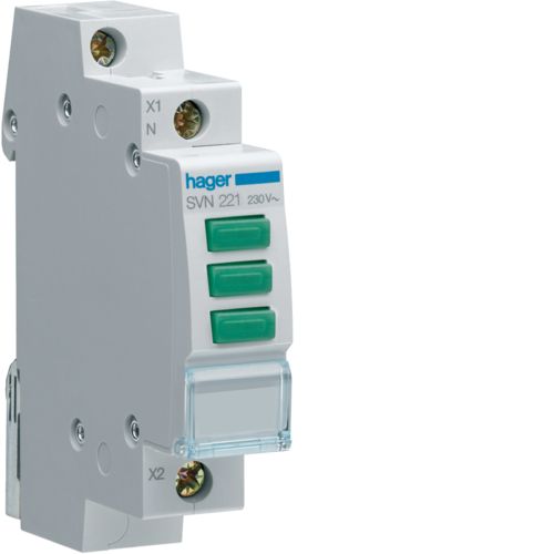 Hager SVN221 - LED - 230V AC - Triple Groen