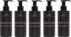 Claudius Cosmetics B.V. Shower & Wash Sweet Orange & Cedarwood 300 ml - met pomp - zwarte fles - set van 5 stuks - Voordeelverpakking