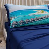 PETTI Artigiani Italiani - Katoenen beddengoed met kussenslopen met digitale print, eenpersoonslaken, beddengoedset Malediven Electric Blue, 100% Made in Italy