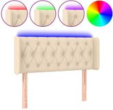vidaXL Hoofdbord LED 93x16x78/88 cm stof crèmekleurig