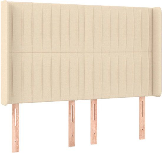 VidaXL Hoofdeind & Voeteind Crème 147x16x118/128 cm Polyester, Hout