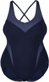 Arena Dames zwempak uit 1 stuk Isabel Light Cross Back Plus marineblauw/helderblauw 3XL