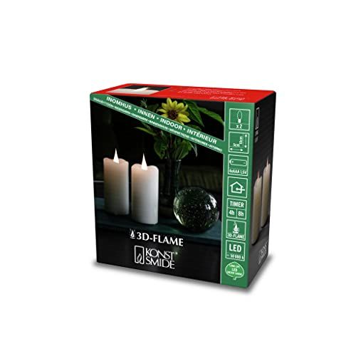 KONSTSMIDE LED echte wax kaarsen set van 2 - crèmewit - met timer - binnen