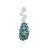 Cavill - Hanger 925 Sterling Zilver Platina Geplateerd - Blauwe Mohave Turkoois 5,577 ct - 3 Tanzaniaanse Zirkonen - Elegant Fancy Cabochon 31x10 mm