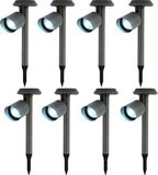 Lumineo spot de jardin solaire - 8x - métal - noir - H26 cm