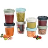 BÉABA, Set van 8 Bewaarbakjes, stapelbare en in elkaar passende bakjes, 100% luchtdicht, Maataanduiding, Invriezen, Bewaren Moedermelk (4x150 ml + 4x250ml)